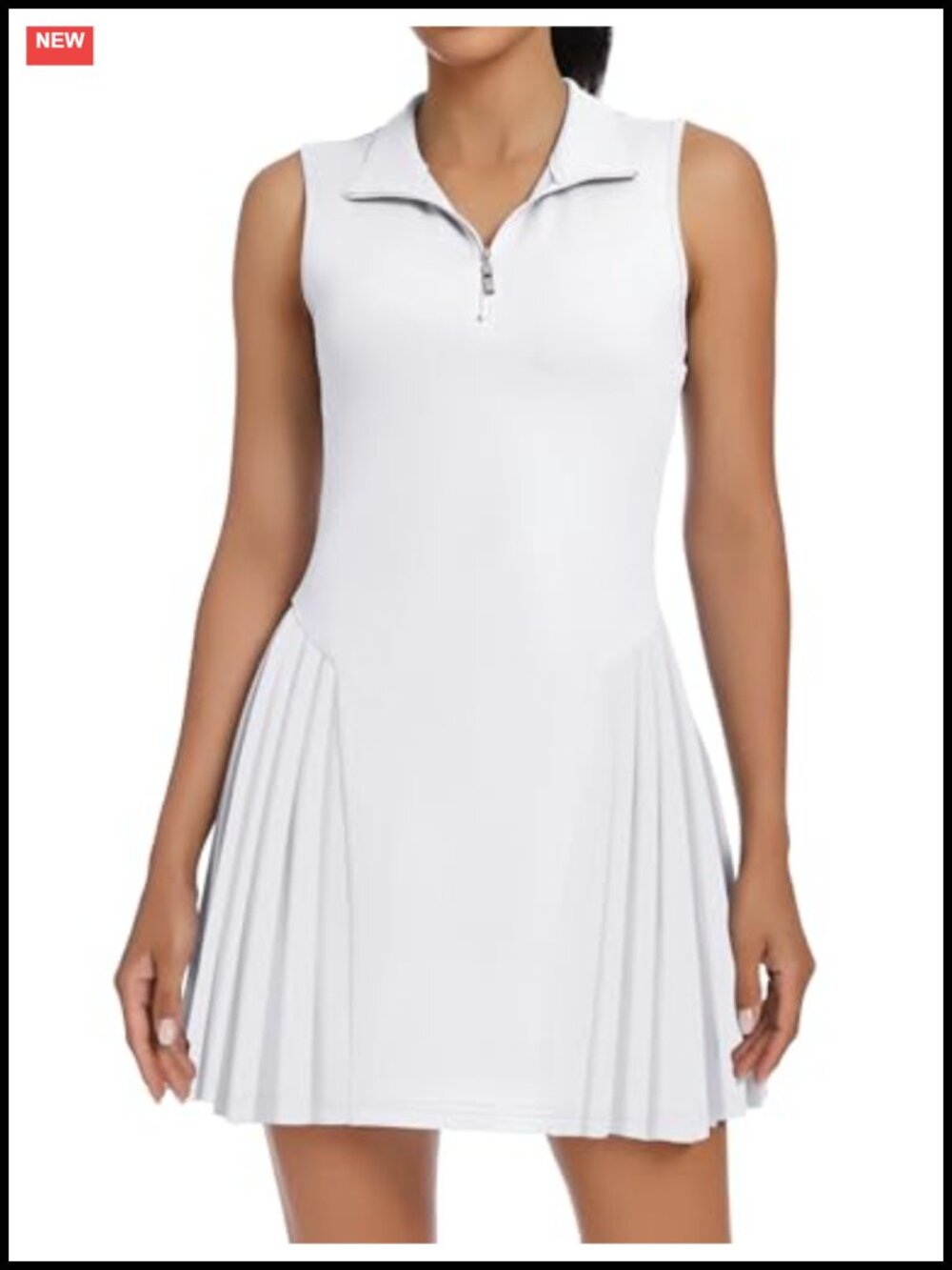 Women's Tennis Dress Sleeveless 1/4 Zip Pleated Golf Athletic Outfit with Shorts